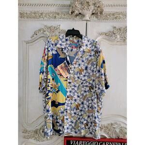 Vintage 1992 Joe kealoha Hawaiian Shirt Island Scenes Mens Sz XL NWT